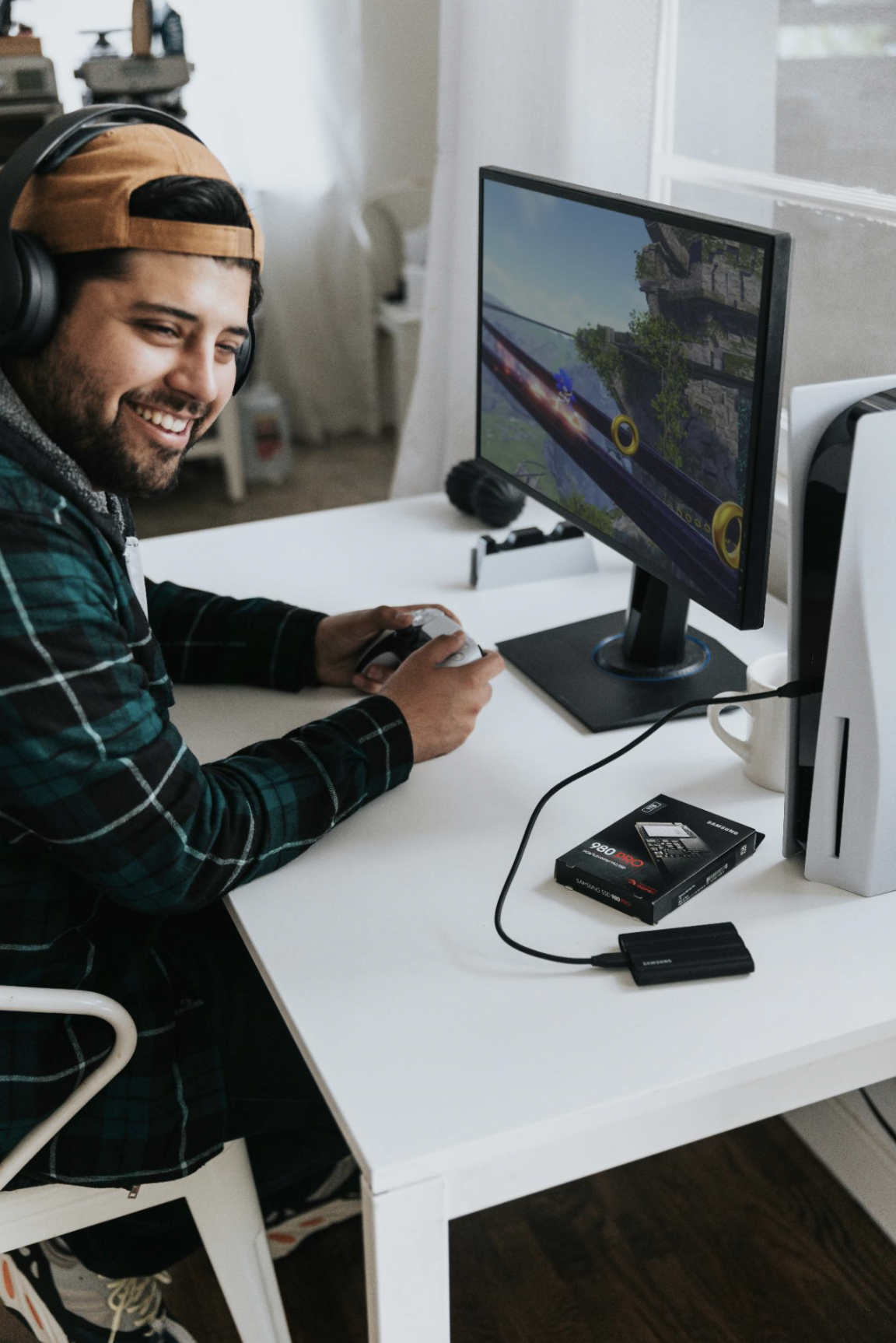 Player interacting with engaging game mechanics